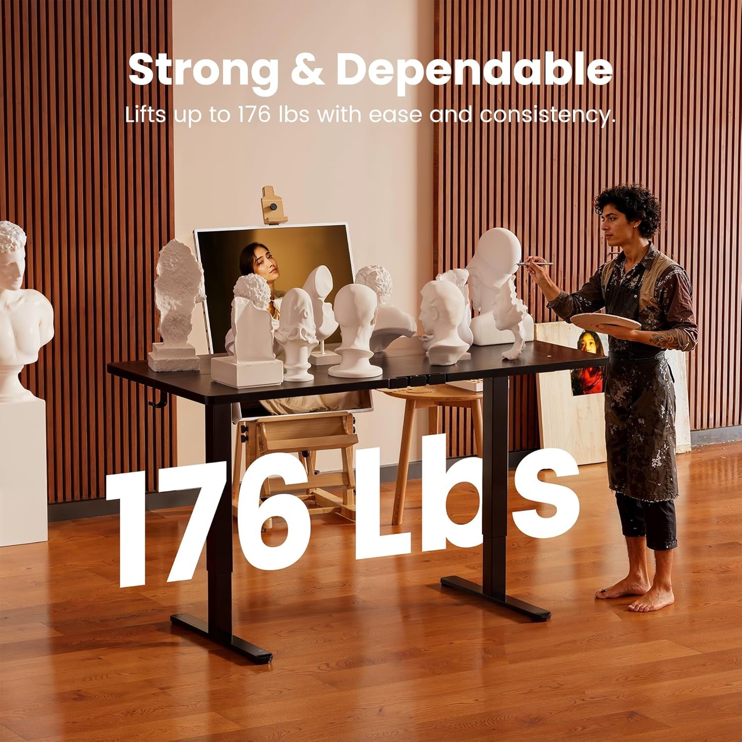 Height Adjustable Electric Standing Desk, 48 X 24 Inches Sit Stand up Desk, Memory Computer Home Office Desk (Black)