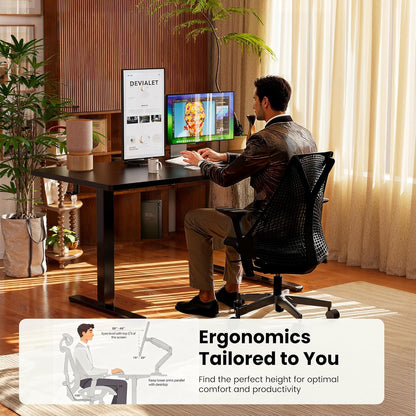 Height Adjustable Electric Standing Desk, 48 X 24 Inches Sit Stand up Desk, Memory Computer Home Office Desk (Black)