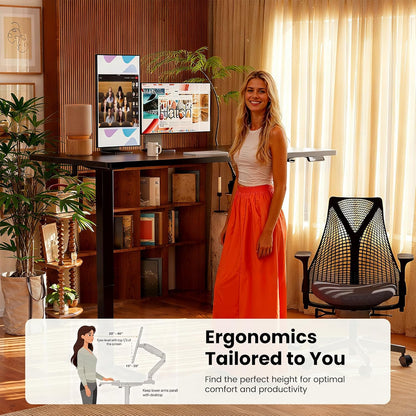 Height Adjustable Electric Standing Desk, 48 X 24 Inches Sit Stand up Desk, Memory Computer Home Office Desk (Black)