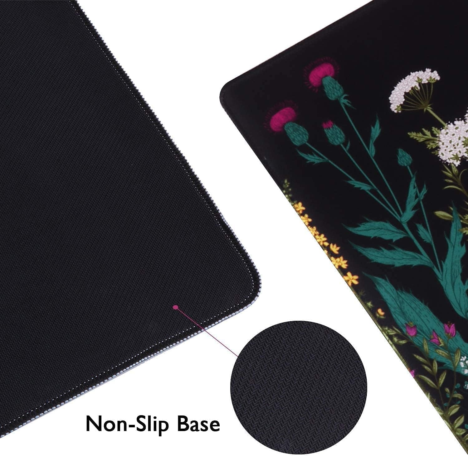 Extended Gaming Mouse Pad (35.4X15.7 In), Large Stable Rubber Base Mousepad with Stitched Edges, Keyboard Mouse Mat Desk Pad for Work, Game, Office, Home - Weeds